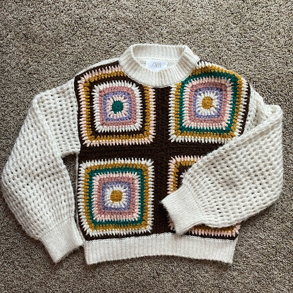 SOLD ZARA Granny Square Sweater